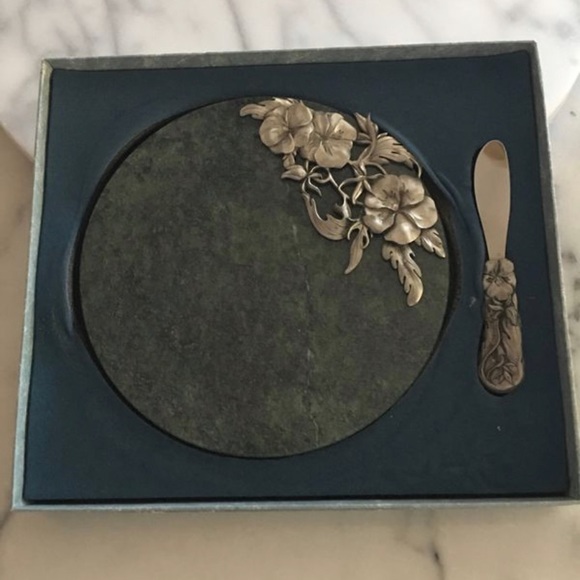 NIB Granite & Pewter Cheese Plate - Picture 2 of 3